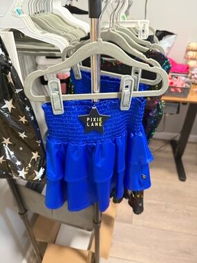 Pixie Lane Girls' Royal Blue Ruffle Skirt - Smocked Waist